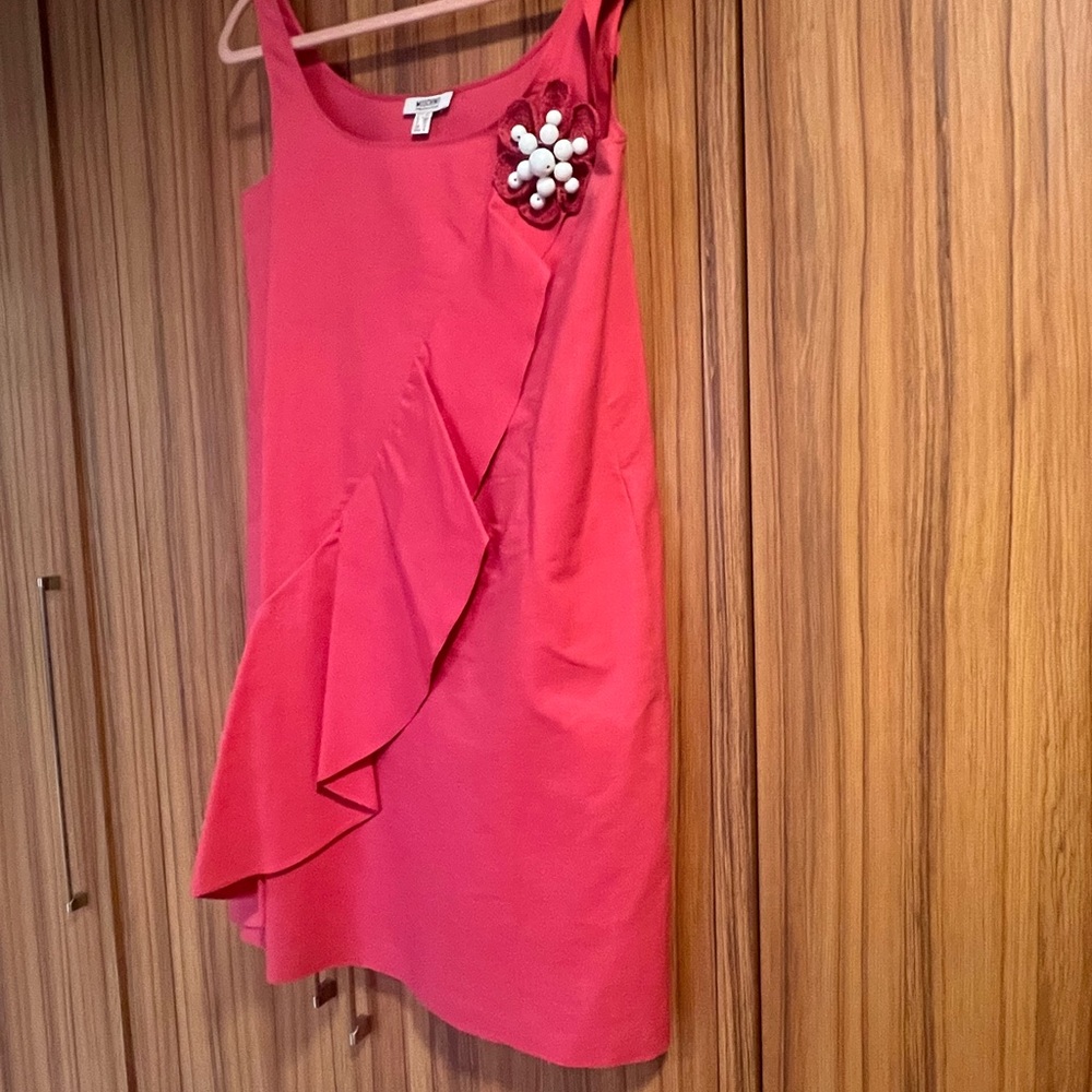 Moschino Coral Midi Dress with Floral Detail